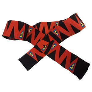 Vintage FOLK ART Ethnic EYES SASH Orange Belt Woven Made AFRICAN AVANT-GARDE